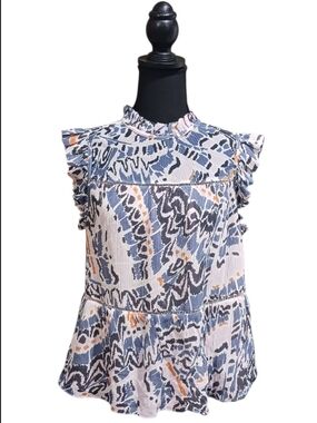 Marie Oliver Tia Tiered Lattice Crinkle Top Blouse